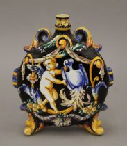 A late 19th century faience moon flask. 18 cm high.