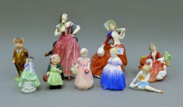 A quantity of Royal Doulton figurines (Carmen, Autumn Breezes, Lydia, Tinkle Bell, Marie, My Pet,