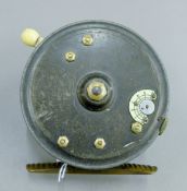 A circa 1934 Hardy Super Silex 3 3/4" reel with rim lever and regulator.