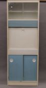 A mid-20th century kitchen cabinet and various accoutrements. 65 cm wide x 178 cm high.