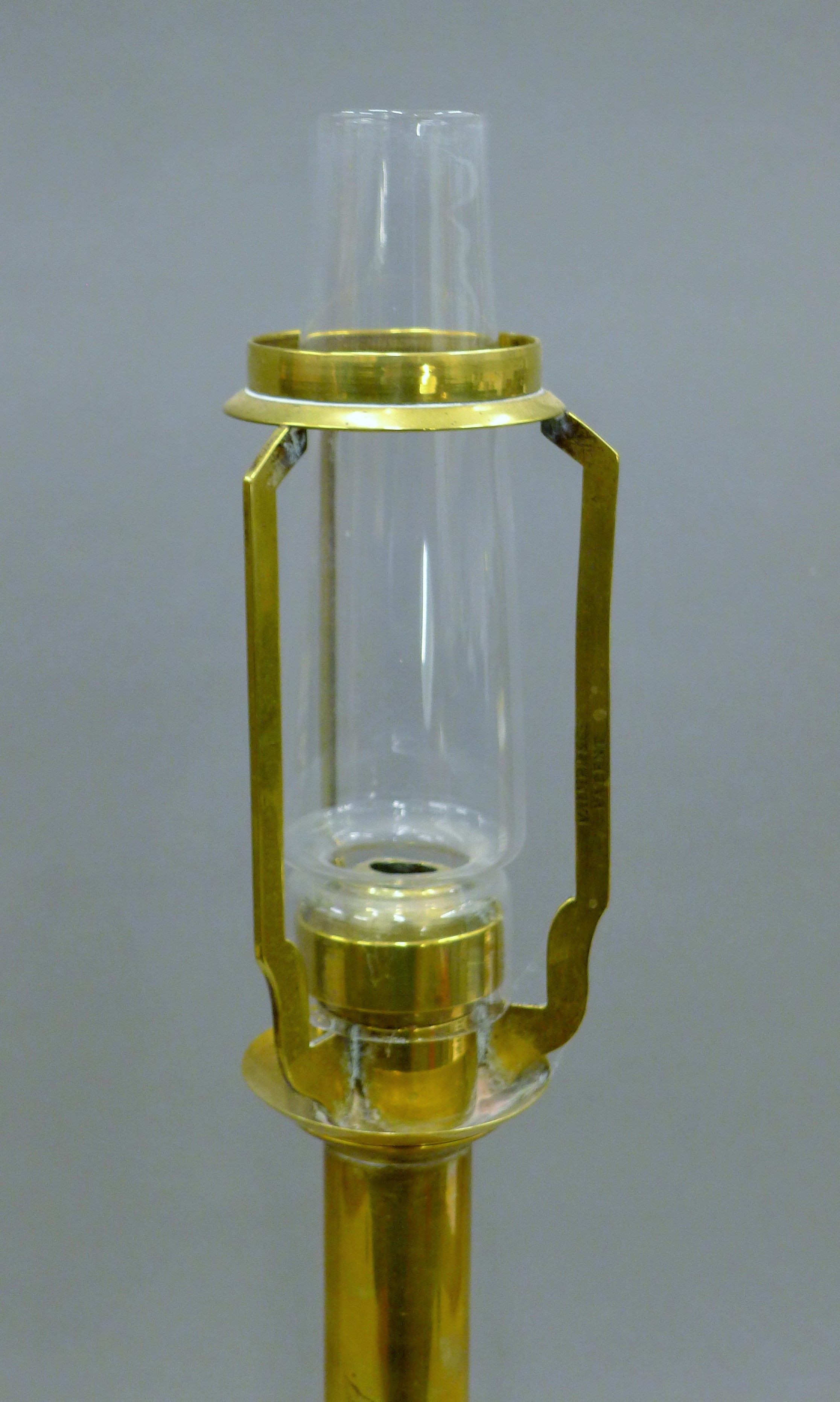A Victorian Palmer and Co patent brass lamp. 64 cm high overall. - Image 2 of 4