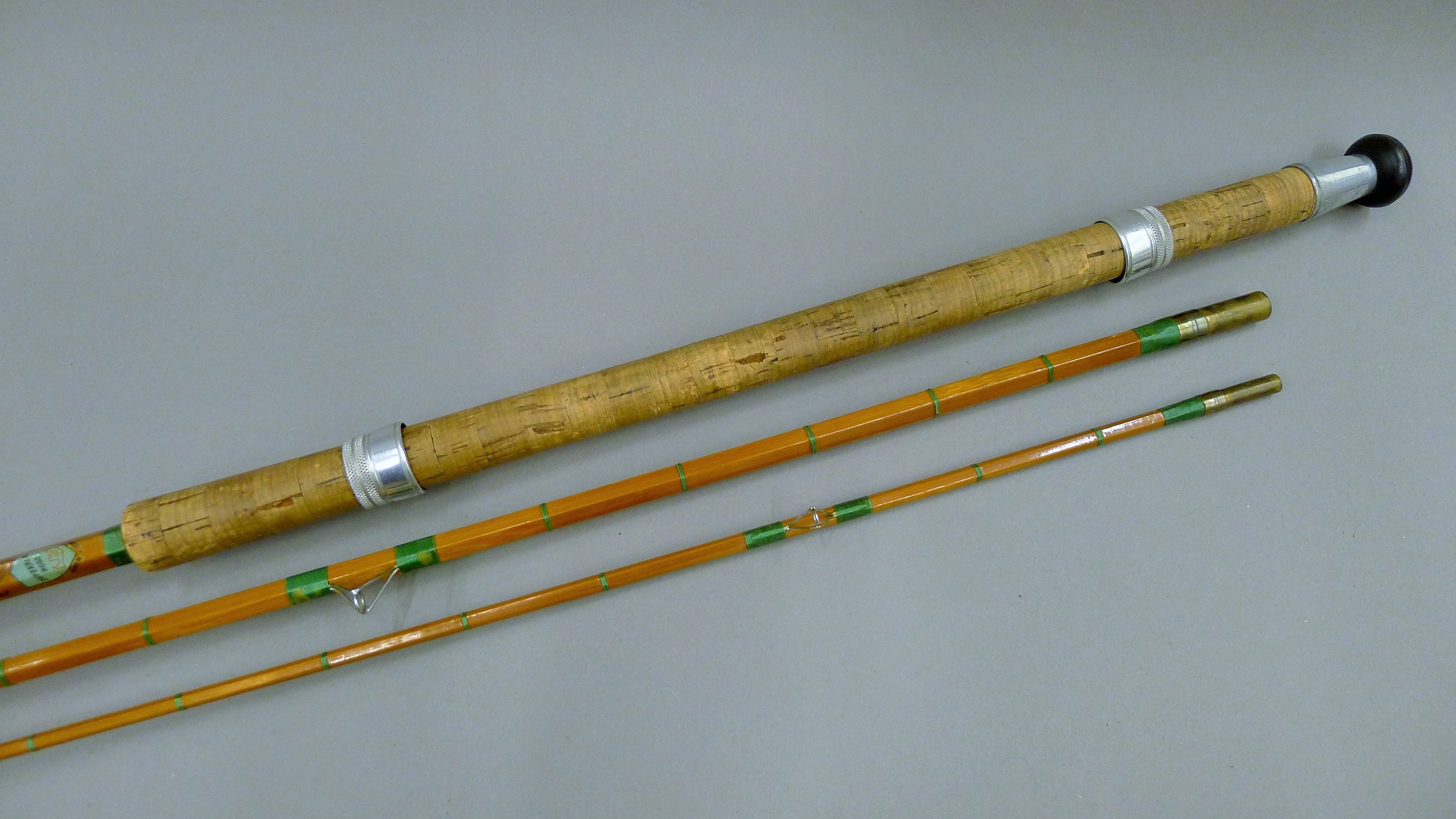 A Henry Aiken of London split cane rod, two other split cane rods and a carbon fibre rod. - Image 2 of 8