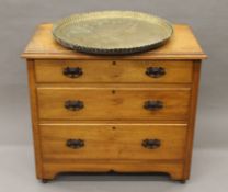 Two brass trays and a Victorian dressing chest. The latter 91 cm wide.