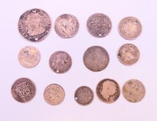 A collection of silver coins.