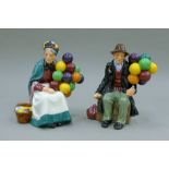 A Royal Doulton The Balloon Man and The Old Balloon Seller. The largest 17.5 cm high.