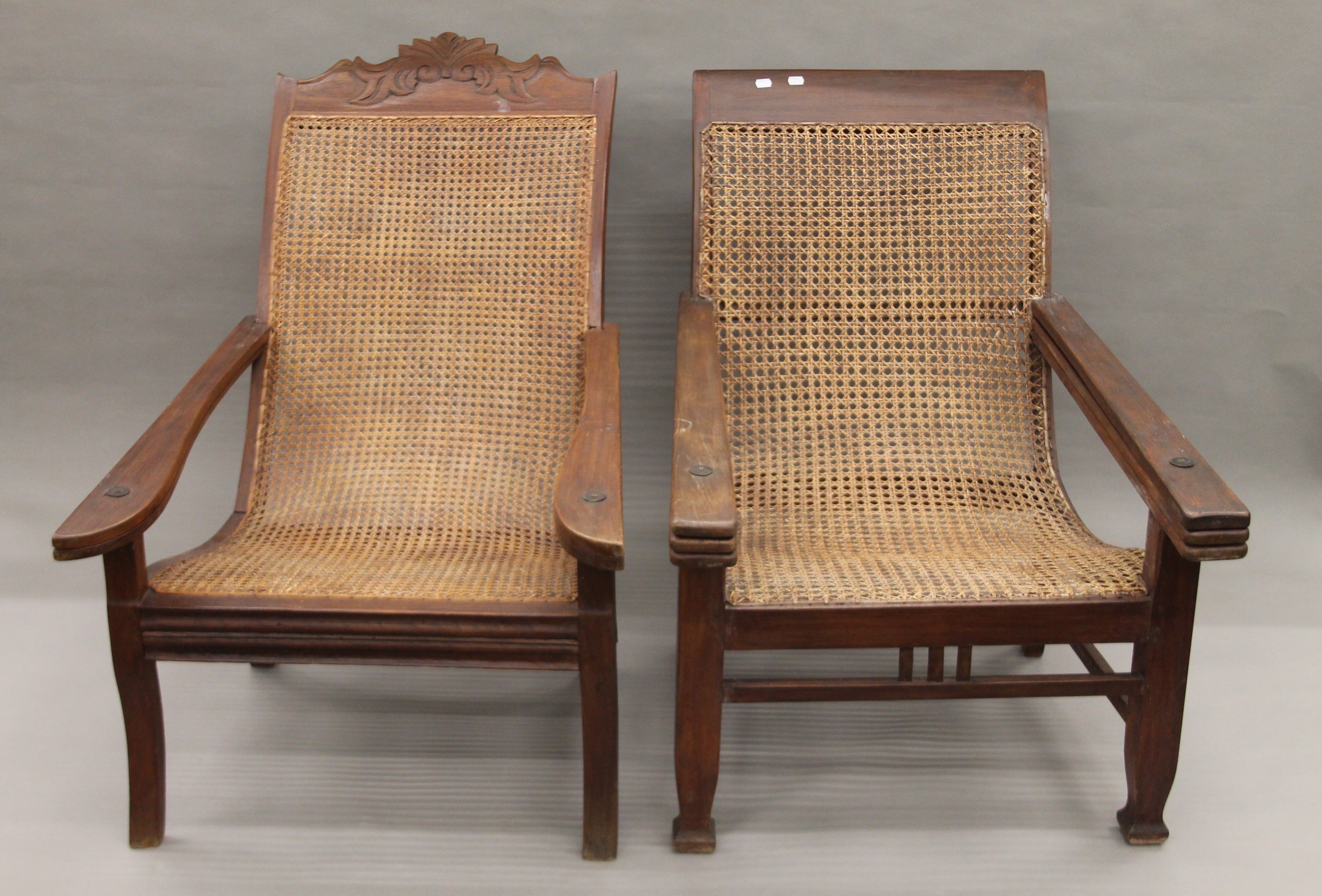 Two caned plantation chairs, each approximately 72 cm wide.