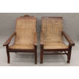 Two caned plantation chairs, each approximately 72 cm wide.