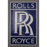 A cast iron Rolls Royce sign. 18 x 29 cm.