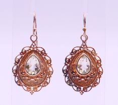 A pair of silver drop earrings. 3.5 cm high.