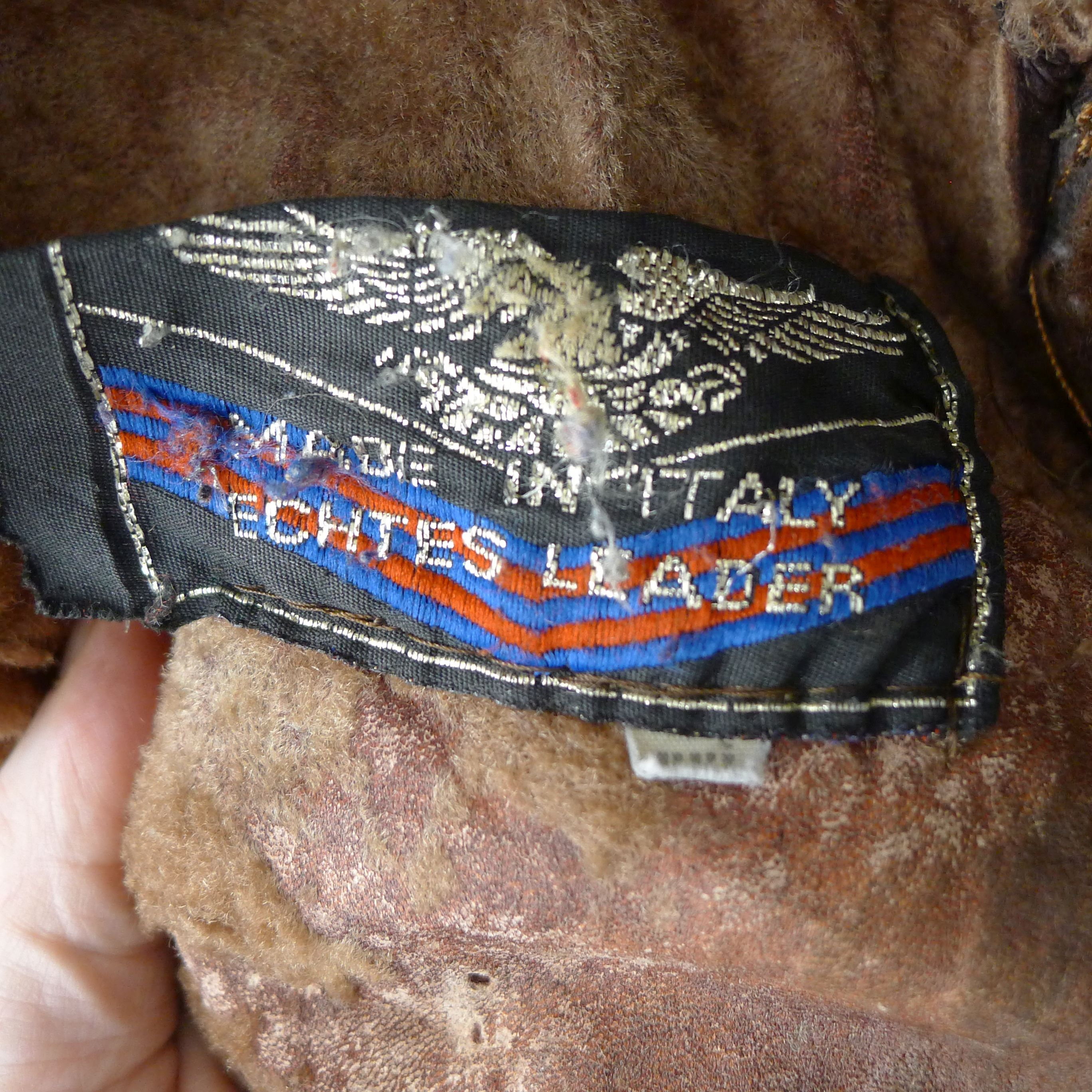 A vintage leather flying jacket labelled Echtes Leader, Made in Italy, size label for XXL. - Image 5 of 5