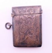 A silver vesta case. 4.5 cm x 3.5 cm.