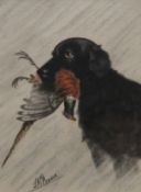 L W FRASER (early to mid 20th century), Labrador with Game, pastel, signed, framed and glazed.