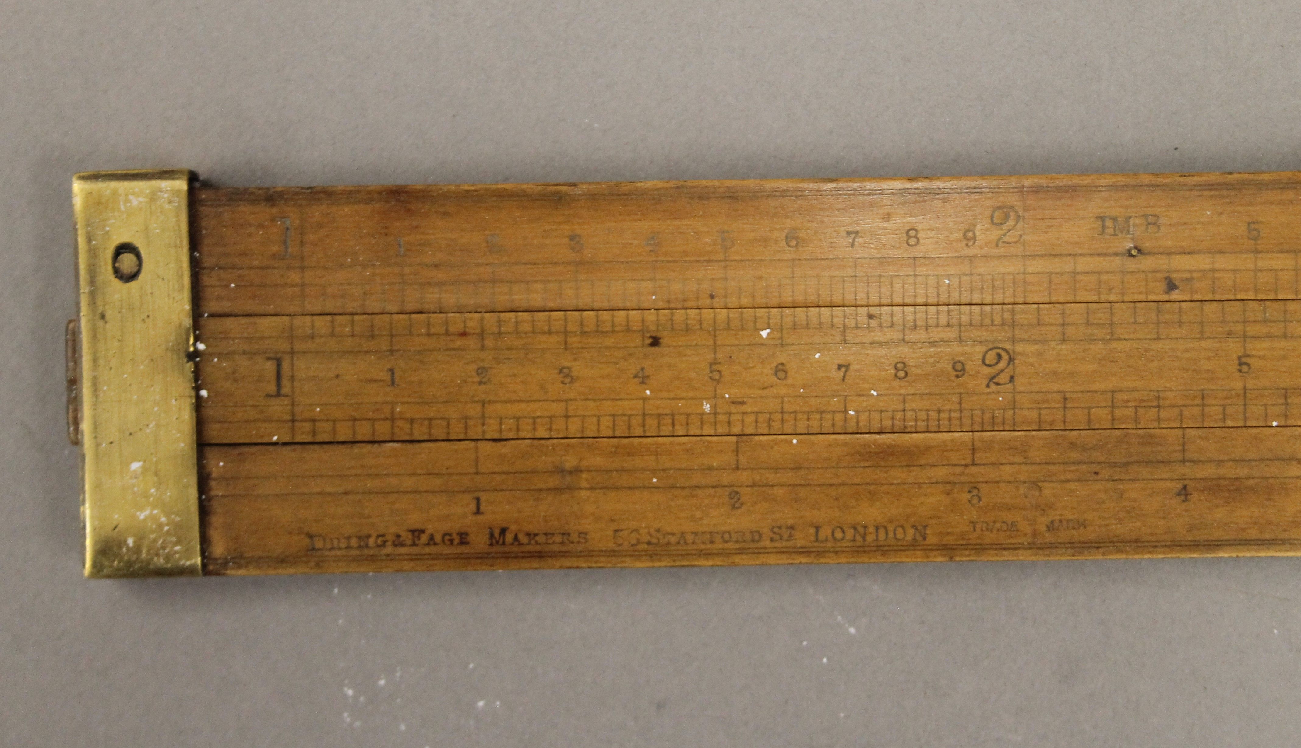 Two Victorian brass mounted boxwood slide rules, one marked Dring & Fage Makers, 56 Stamford St, - Image 7 of 9