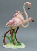 A Goebel porcelain model of two flamingos. 33 cm high.