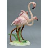 A Goebel porcelain model of two flamingos. 33 cm high.