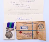 A 1945-48 General Service medal with Palestine bar awarded to T14097273 DVR D R SANDERSON RASC,