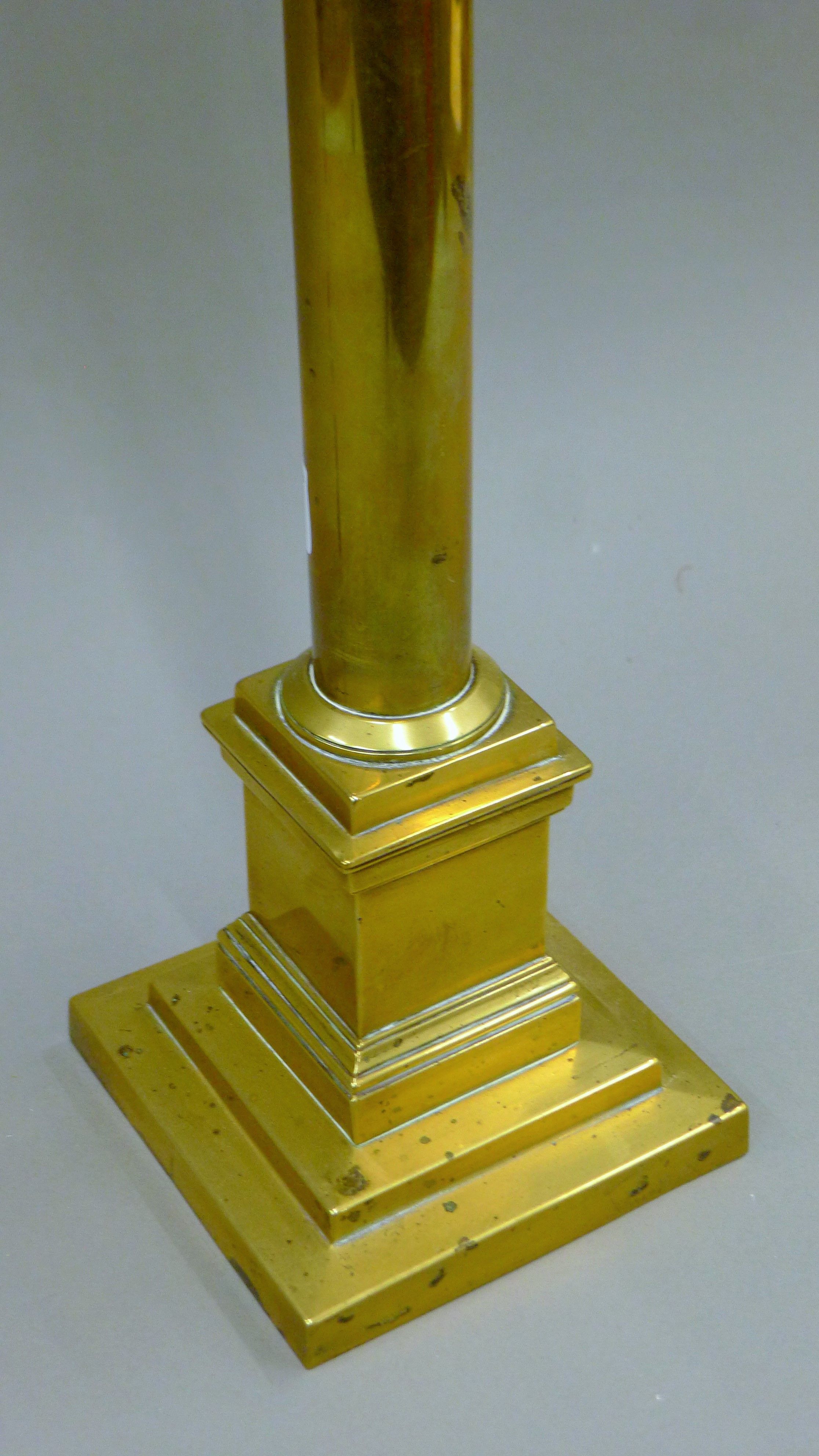 A Victorian Palmer and Co patent brass lamp. 64 cm high overall. - Image 3 of 4