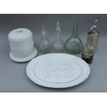 A quantity of various porcelain and decanters etc.