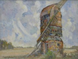 Windmill, oil, indistinctly signed, framed and glazed. 39 cm x 30 cm.