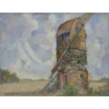 Windmill, oil, indistinctly signed, framed and glazed. 39 cm x 30 cm.