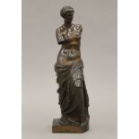 After the Antique: A 19th century bronze figure of a semi-clad Venus, signed Ron Collas. 30 cm high.