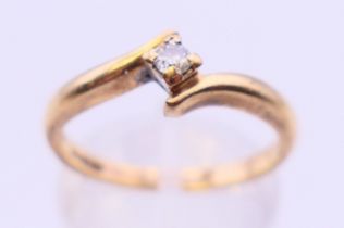 A 9 ct gold diamond ring. Ring size O/P.
