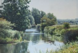 PETER BARKER (born 1954) British, High Summer, River Welland, oil on canvas, signed, framed.
