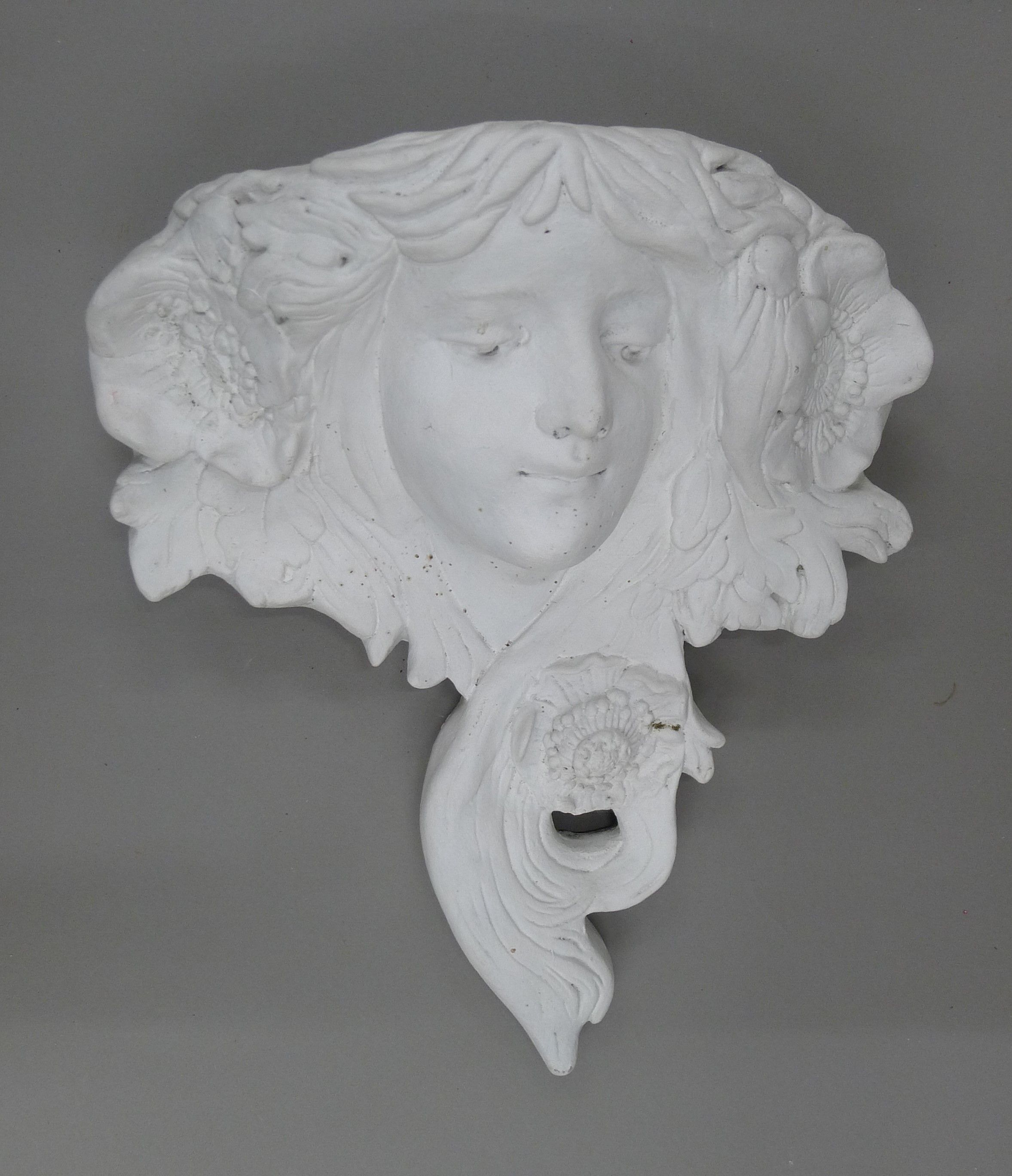 A white painted composite wall planter formed as an Art Nouveau girl. 37 cm high. - Image 2 of 3