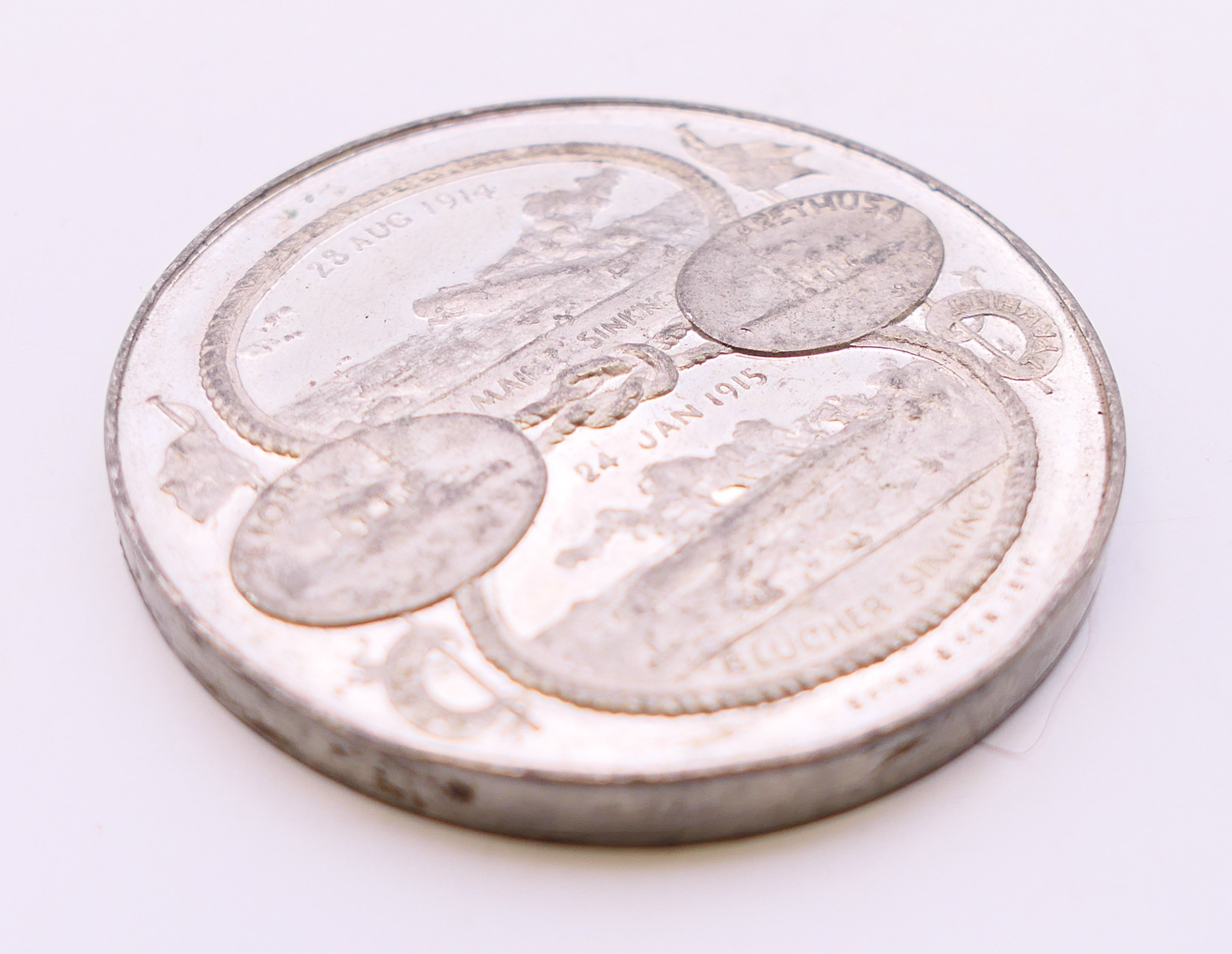 Two WWII naval medallions. Each 4.5 cm diameter. - Image 3 of 11