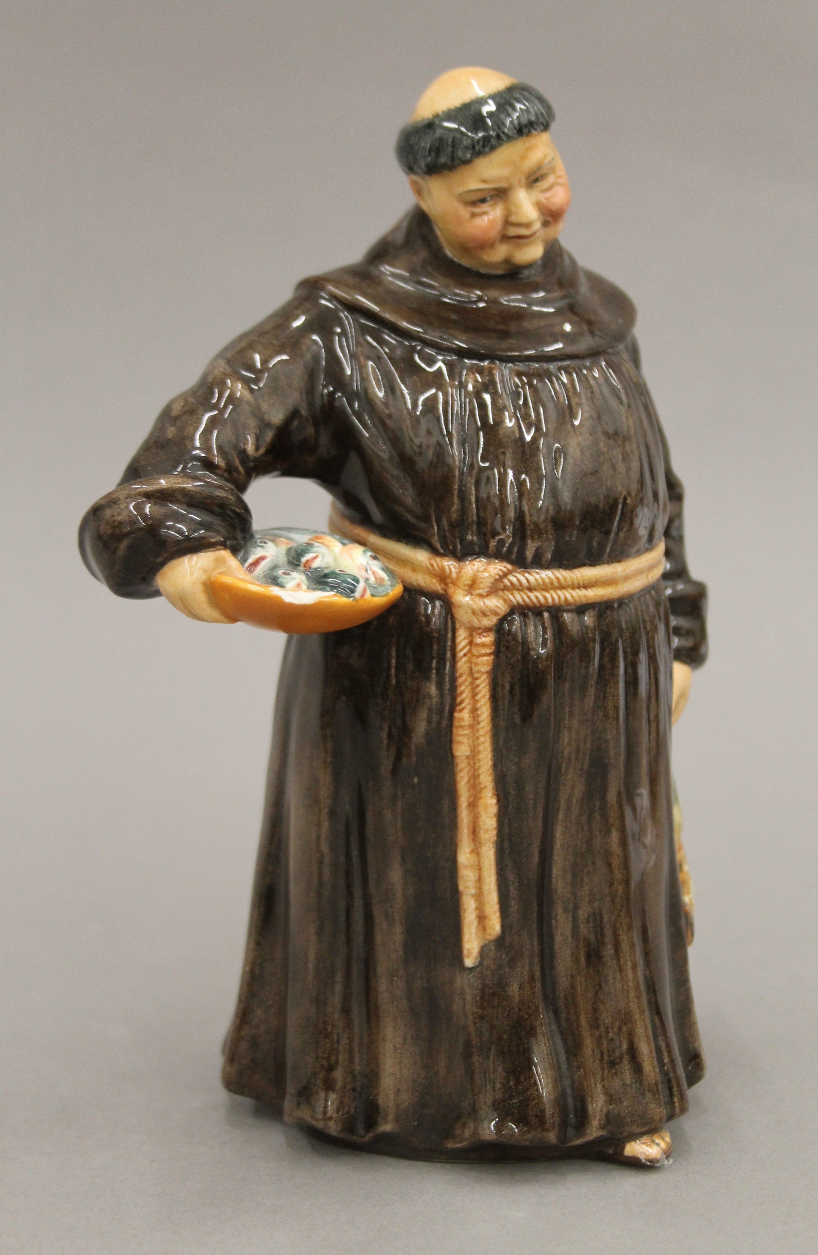 Six Royal Doulton figures: Jester, Cobbler, Carpet Seller, Jovial Monk, Falstaff and Owd Willum. - Image 5 of 21