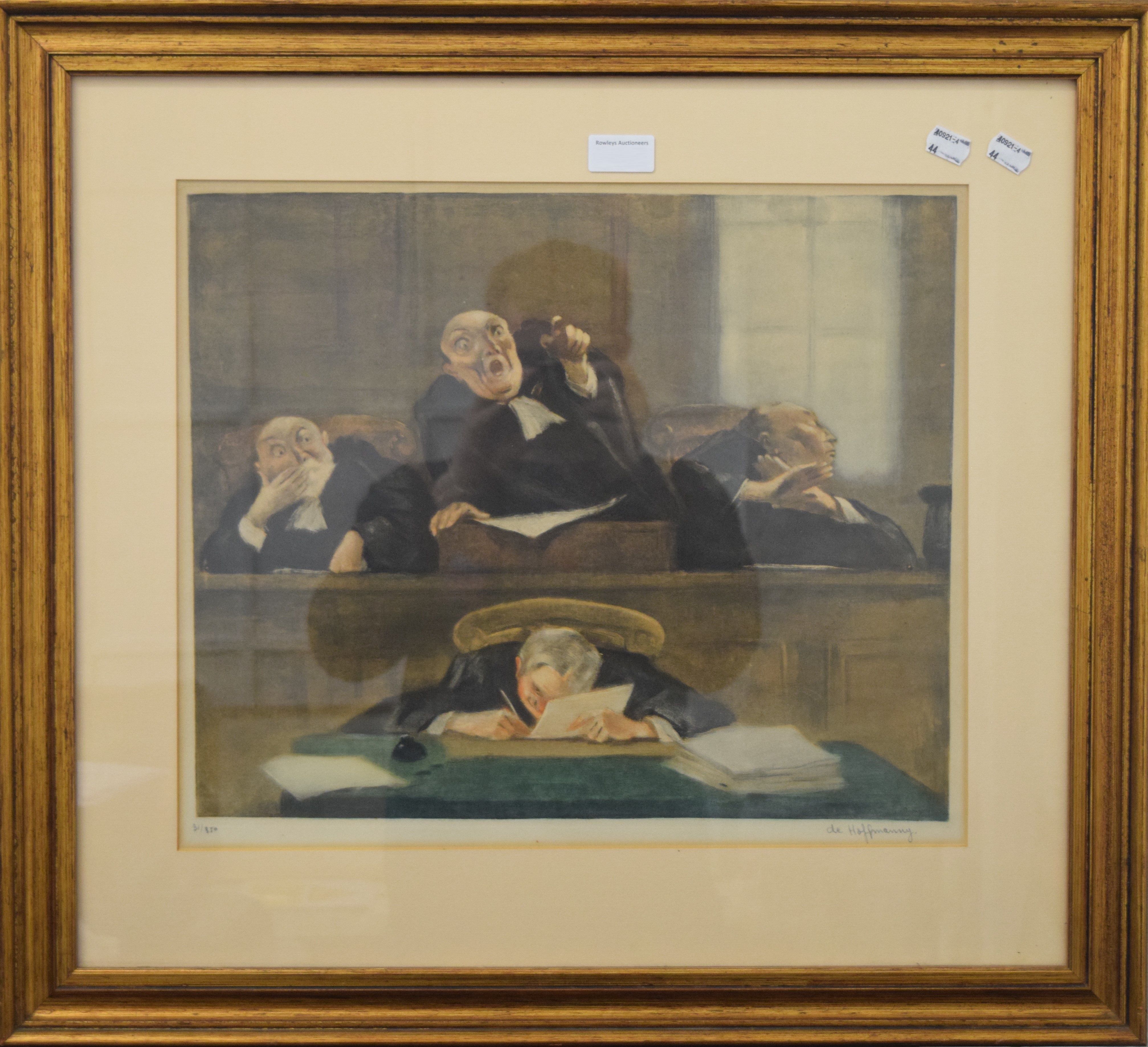 GASTON HOFFMANN (1883-1926) French, Courtroom Scenes, a pair, limited edition prints, - Image 2 of 5