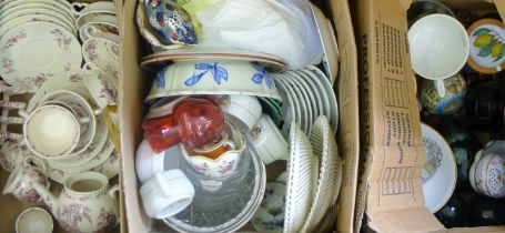 A quantity of various ceramics, glass including paper weights etc.