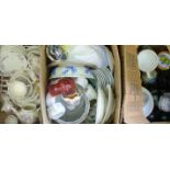 A quantity of various ceramics, glass including paper weights etc.