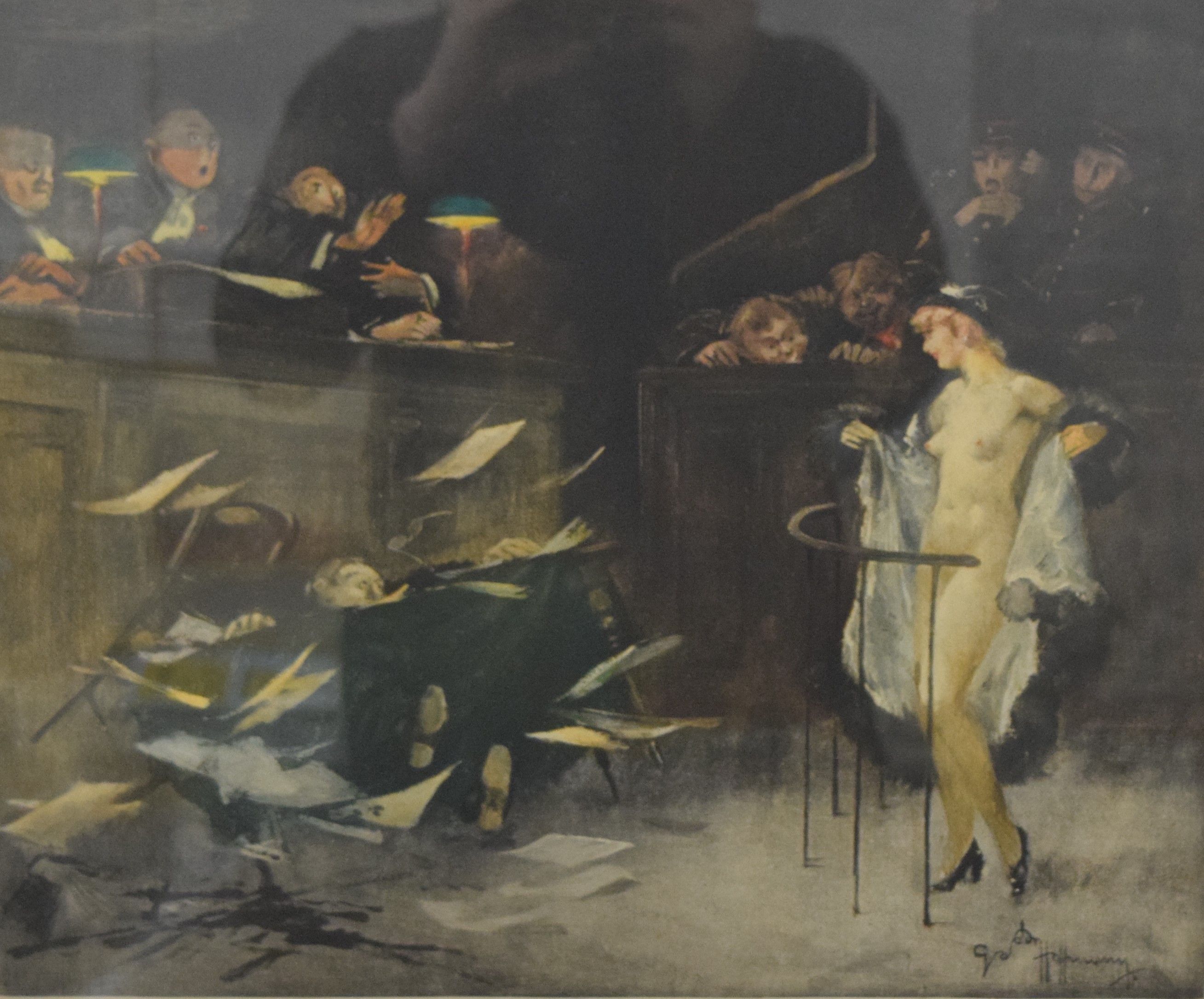 GASTON HOFFMANN (1883-1926) French, Courtroom Scenes, a pair, limited edition prints, - Image 3 of 5