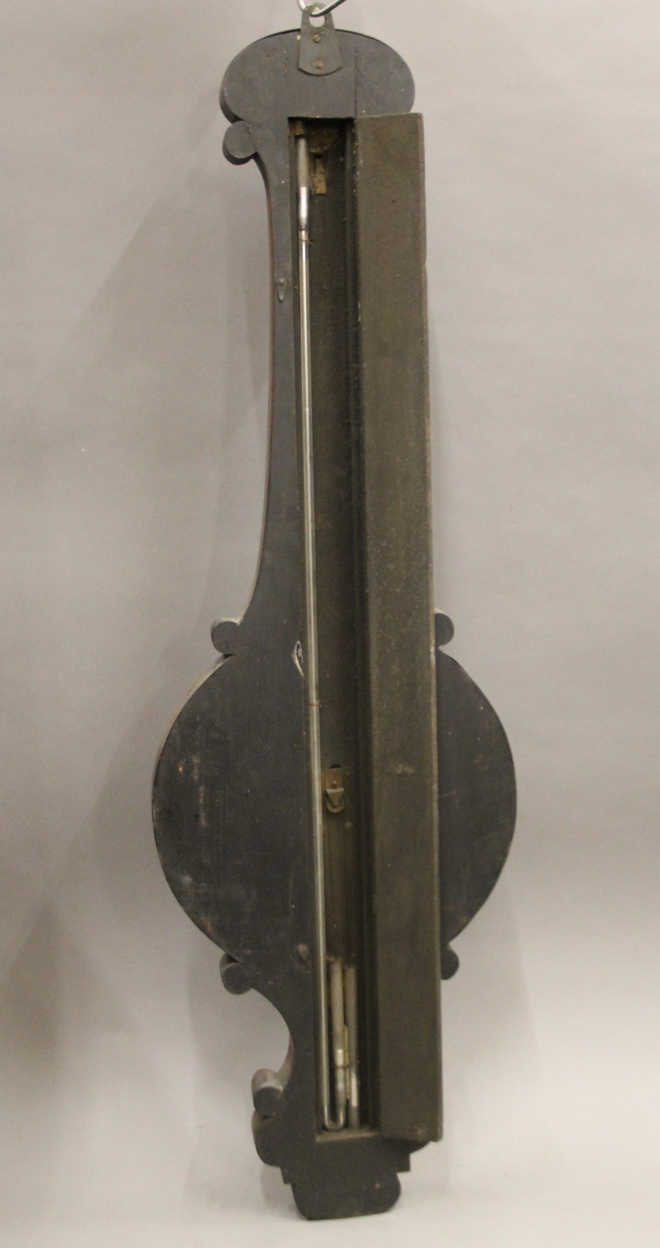 A 19th century rosewood banjo barometer. 103 cm high. - Bild 4 aus 4