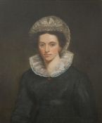 19TH CENTURY SCHOOL, Portrait of a Lady, oil on re-lined canvas, framed. 61.5 x 74.5 cm.