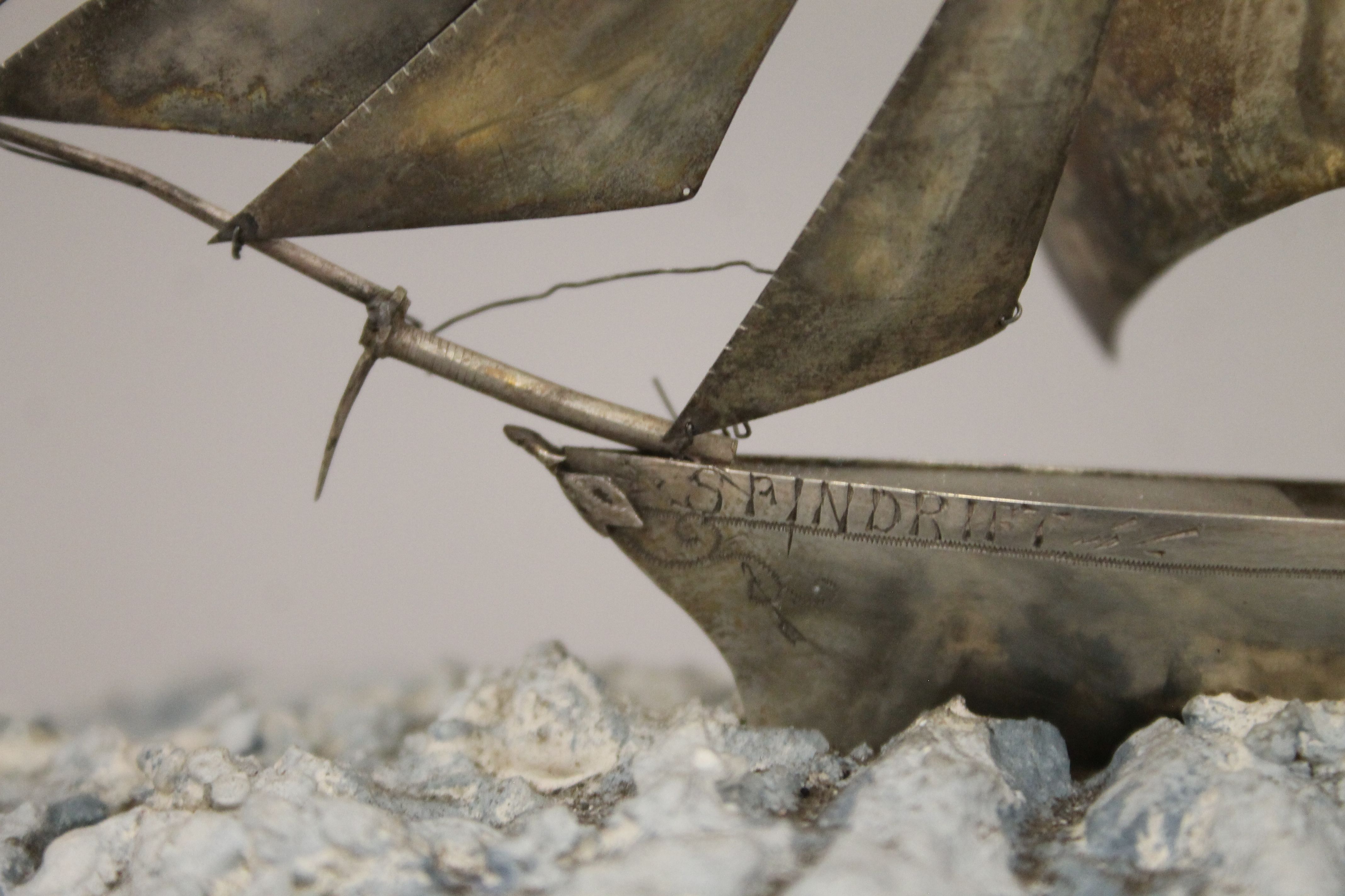 A 19th century Chinese silver model of the tea clipper Spindrift under a glass dome. - Image 7 of 7