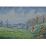 LUKE SYKES, Hunt Scene, oil on canvas, signed and dated 19/3/74, framed. 34.5 x 24.5 cm.