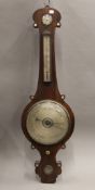 A 19th century rosewood banjo barometer. 103 cm high.