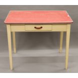 A mid-20th century single drawer kitchen table. 92 cm wide.