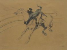 HENRI DE TOULOUSE-LAUTREC (1864-1901) French, Horse Riding, print, framed and glazed. 27.5 x 20.