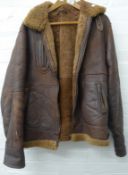 A vintage leather flying jacket labelled Echtes Leader, Made in Italy, size label for XXL.
