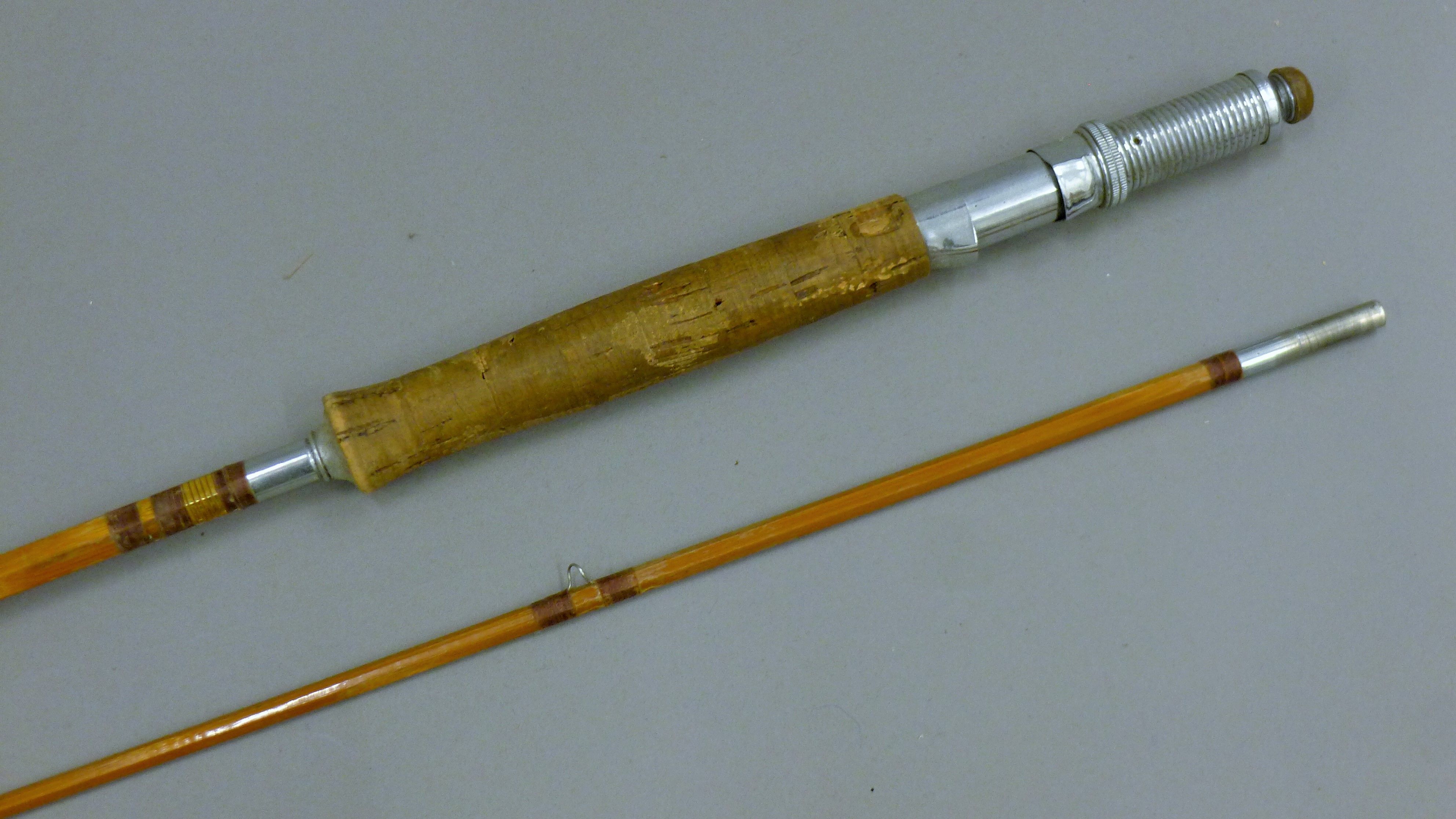 A Henry Aiken of London split cane rod, two other split cane rods and a carbon fibre rod. - Image 8 of 8