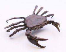 A bronze crab. 9 cm x 7.5 cm.