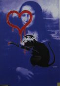 DEATH NYC Banksy, 'Mona love', framed and glazed. 42.5 x 53 cm overall.