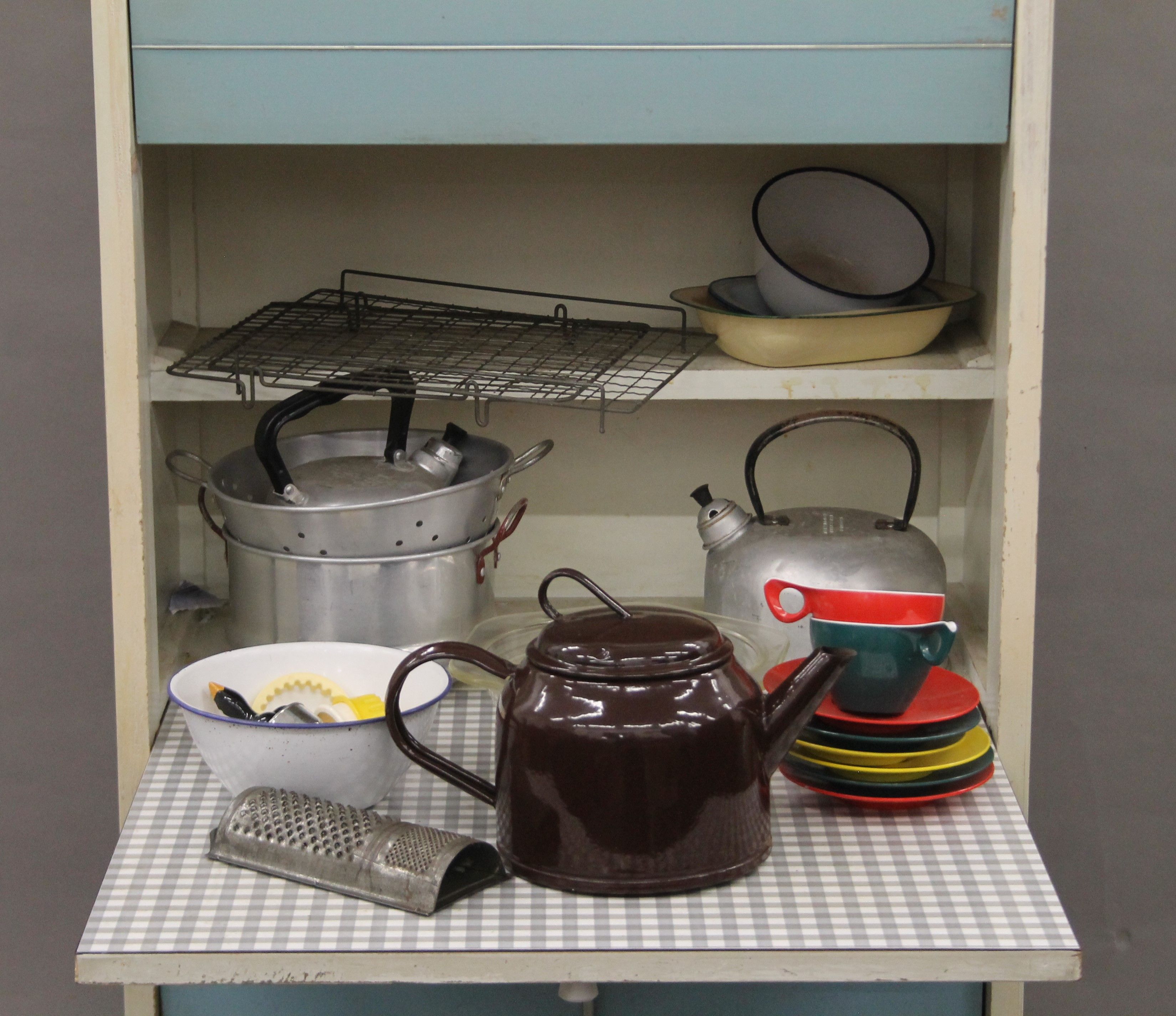 A mid-20th century kitchen cabinet and various accoutrements. 65 cm wide x 178 cm high. - Image 2 of 3