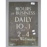 A vintage bronze and enamel sign. 30.5 x 46 cm.