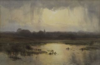 B J OTTWELL, Fen View, watercolour, framed and glazed. 51 x 34 cm.