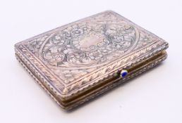 A 19th century 800 silver cigarette case. 7.5 cm x 6 cm.