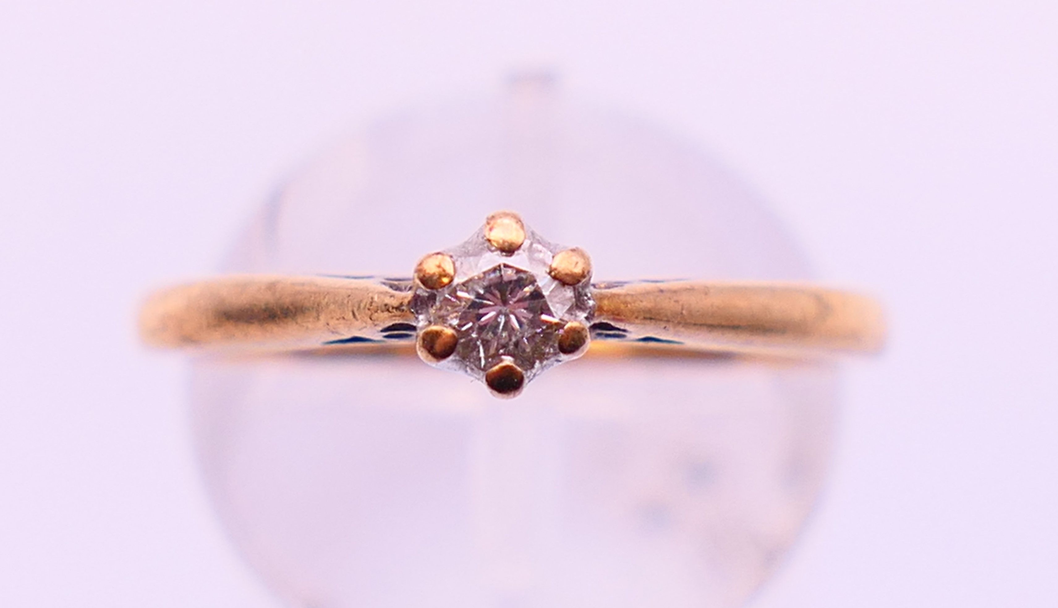 A 9 ct gold and diamond solitaire ring. Ring size O/P. - Image 2 of 7